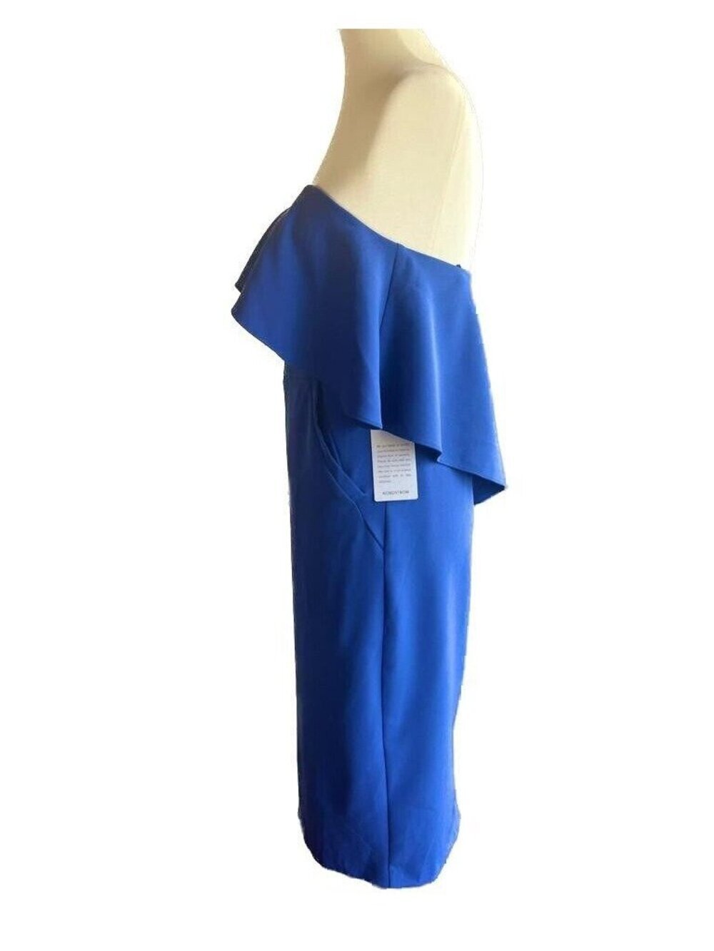 Chelsea28 Women’s Blue Surf Ruffle Strapless Stretch Crepe Sheath Dress 6 NWOT - Picture 4 of 16